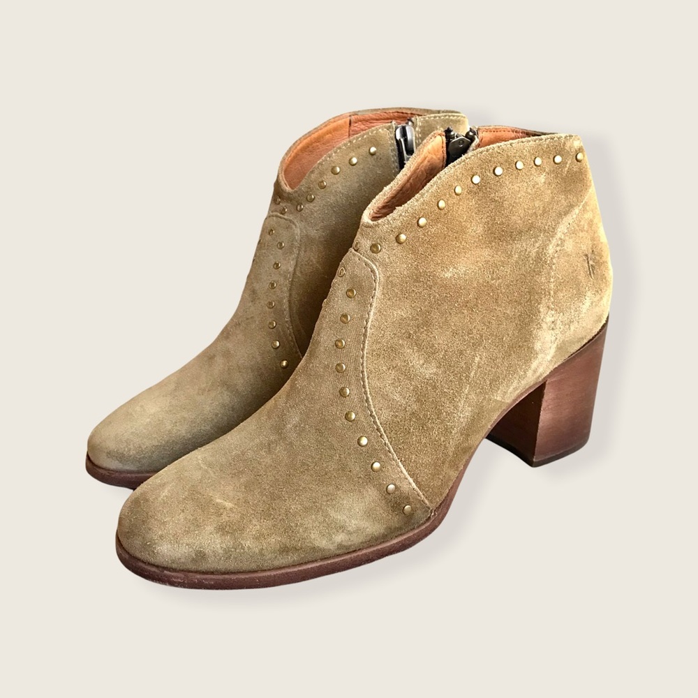 Frye Nora Stud Genuine Suede Zip Ankle Booties - Picture 14 of 15